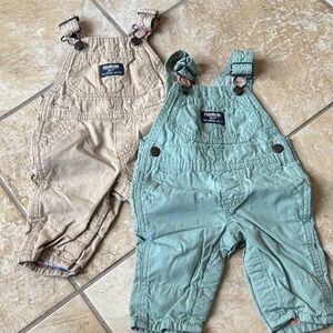 OshKosh B'gosh Bib Overalls Set - Khaki and Mint